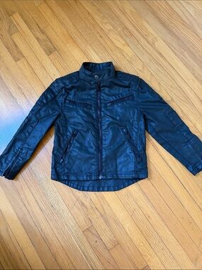 Polo Ralph Lauren Waxed Denim Black Moto Motorcycle Jacket - Size 4